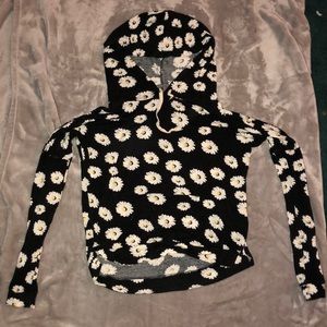 Black with daisy print cropped sweatshirt
